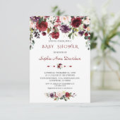 Waterverf Burgundy Blush Flowers Baby shower Kaart (Staand voorkant)