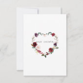 Waterverf Burgundy Blush Flowers Baby shower Kaart (Achterkant)