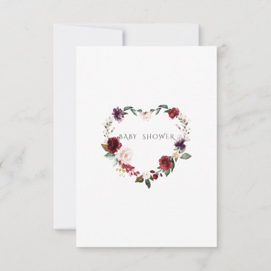 Waterverf Burgundy Blush Flowers Baby shower Kaart (Achterkant)