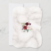 Waterverf Burgundy Blush Flowers Marble Wedding Kaart (Achterkant)