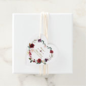 Waterverf Burgundy Blush Flowers Wreath Wedding Bedankjes Labels (In situ)