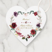 Waterverf Burgundy Blush Flowers Wreath Wedding Bedankjes Labels (Achterkant)