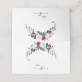Waterverf Burgundy Blush Ivory Floral Wedding Plaatskaartje (Buitenkant ongevouwen)