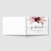 Waterverf Burgundy Blush Pink & Red Floral Gastenboek (Volledig)