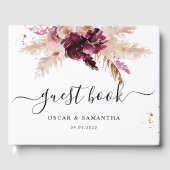 Waterverf Burgundy Blush Pink & Red Floral Gastenboek (Voorkant)