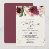 Waterverf Burgundy Blush Pink & Red Floral Kaart (Voorkant / Achterkant)