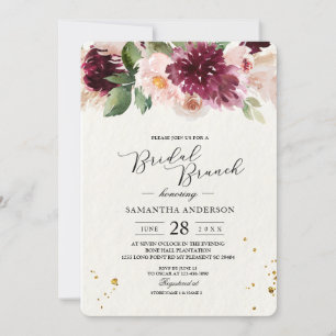 Waterverf Burgundy Blush Pink & Red Floral Kaart