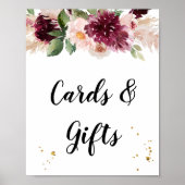 Waterverf Burgundy Blush Pink & Red Floral Poster (Voorkant)