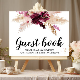 Waterverf Burgundy Blush Pink & Red Floral Poster
