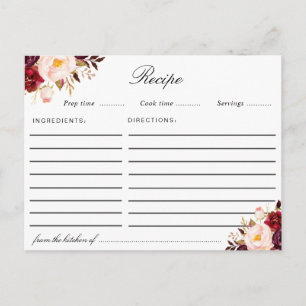Waterverf burgundy blush roze receptkaart briefkaart