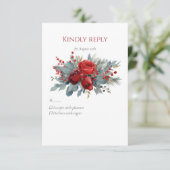 Waterverf Burgundy & Blush Rozen RSVP Kaartje (Staand voorkant)