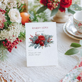 Waterverf Burgundy & Blush Rozen RSVP Kaartje