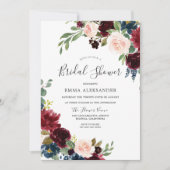 Waterverf Burgundy & Blush Vrijgezellenfeest Invit Kaart (Voorkant)