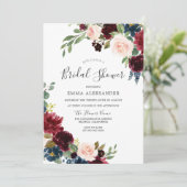 Waterverf Burgundy & Blush Vrijgezellenfeest Invit Kaart (Staand voorkant)