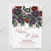 Waterverf Burgundy Bold Bouquet Floral Wedding Kaart (Voorkant)