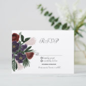 Waterverf Burgundy Botany Kraft RSVP Kaart (Staand voorkant)