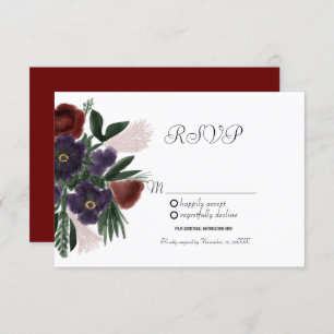 Waterverf Burgundy Botany Kraft RSVP Kaart