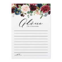 Waterverf Burgundy en Baby shower Navy Flowers