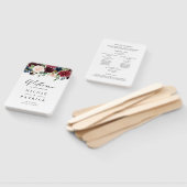 Waterverf Burgundy en Blue Flowers Wedding Handwaaier (Niet-gemonteerd)