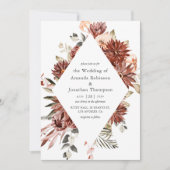 Waterverf Burgundy en Blush Floral Wedding Kaart (Voorkant)