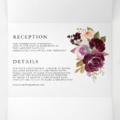 Waterverf Burgundy en Blush Florals Fall Wedding Drieluik Uitnodiging (Binnenkant midden)