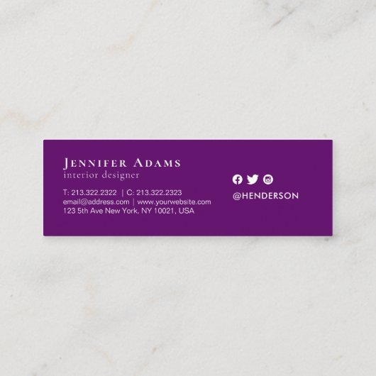 Waterverf Burgundy en Plum Floral Painting Mini Visitekaartje (Achterkant)