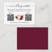 Waterverf Burgundy Floral 2 QR RSVP - Gegevens Informatiekaartje (Voorkant / Achterkant)