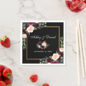 Waterverf Burgundy Floral Black Gold Servet (Insitu)