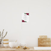 Waterverf burgundy floral bruiloft drink menu poster (Keuken)