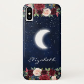 Waterverf Burgundy Floral Celestial Moon Case-Mate iPhone Case (Achterkant)