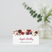 Waterverf Burgundy Floral Facebook Instagram Logo Visitekaartje (Staand voorkant)