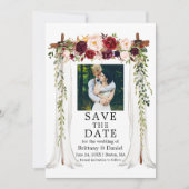 Waterverf Burgundy Floral foto van Weddenschap Can Save The Date (Voorkant)