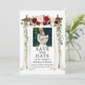 Waterverf Burgundy Floral foto van Weddenschap Can Save The Date (Staand voorkant)