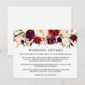 Waterverf Burgundy Floral - Gegevens Invoegen Kaar Briefkaart (Voorkant / Achterkant)