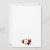 Waterverf Burgundy Floral Glitter Baby shower Kaart (Achterkant)