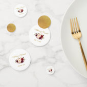 Waterverf Burgundy Floral Gold Wedding Confetti (Groep)