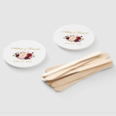 Waterverf Burgundy Floral Gold Wedding Handwaaier (Niet-gemonteerd)