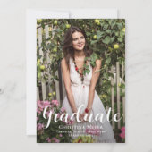 Waterverf Burgundy Floral Gradual Party Foto Kaart (Achterkant)