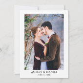 Waterverf Burgundy Floral Greenery Foto Wedding Kaart (Achterkant)