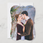 Waterverf Burgundy Floral Greenery Foto Wedding Kaart (Achterkant)