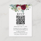 Waterverf Burgundy Floral Greenery QR RSVP Informatiekaartje (Voorkant)