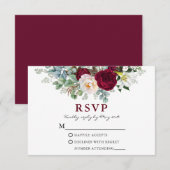 Waterverf Burgundy Floral Greenery RSVP Kaartje (Voorkant / Achterkant)