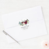 Waterverf Burgundy Floral Greenery Wedding B Ronde Sticker (Envelop)