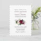 Waterverf Burgundy Floral Greenery Wedding S Kaart (Staand voorkant)