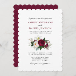 Waterverf Burgundy Floral Greenery Wedding S Kaart