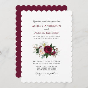 Waterverf Burgundy Floral Greenery Wedding S Kaart