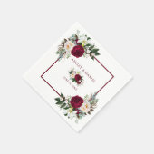 Waterverf Burgundy Floral Greenery Wedding Servet (Hoek)
