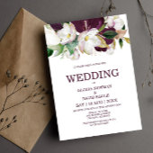 Waterverf Burgundy Floral QR Code Weddenschap Kaart