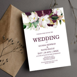 Waterverf Burgundy Floral QR Code Weddenschap Kaart