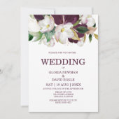 Waterverf Burgundy Floral QR Code Weddenschap Kaart (Voorkant)